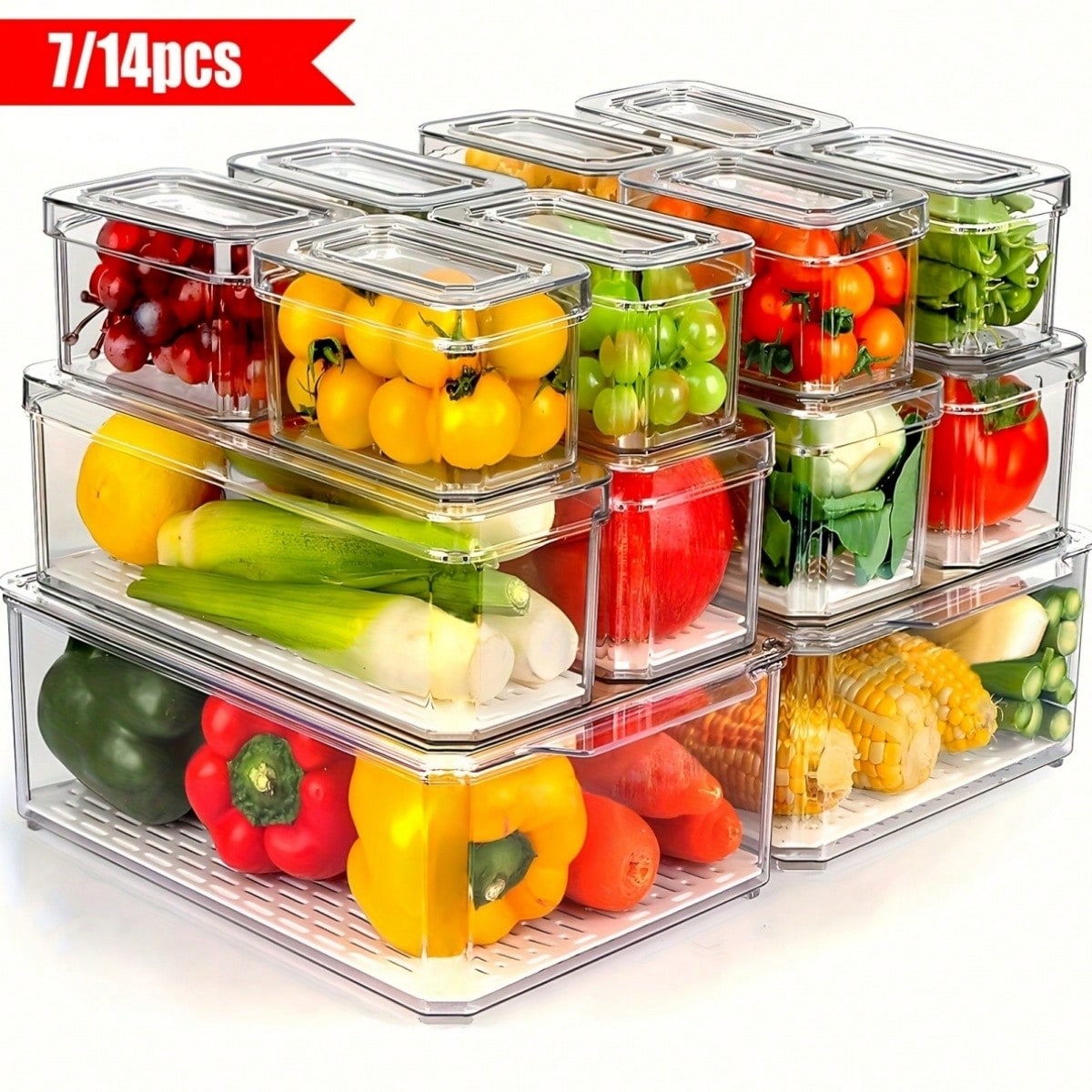 7/14 Pack Stackable Fridge Org - Food Snacks For Party 评论和价格