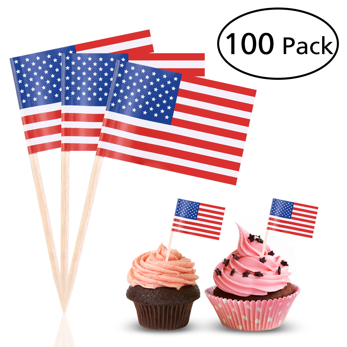 100Pcs American Flag Picks 2.5 - Food Snacks For Party 评论和价格
