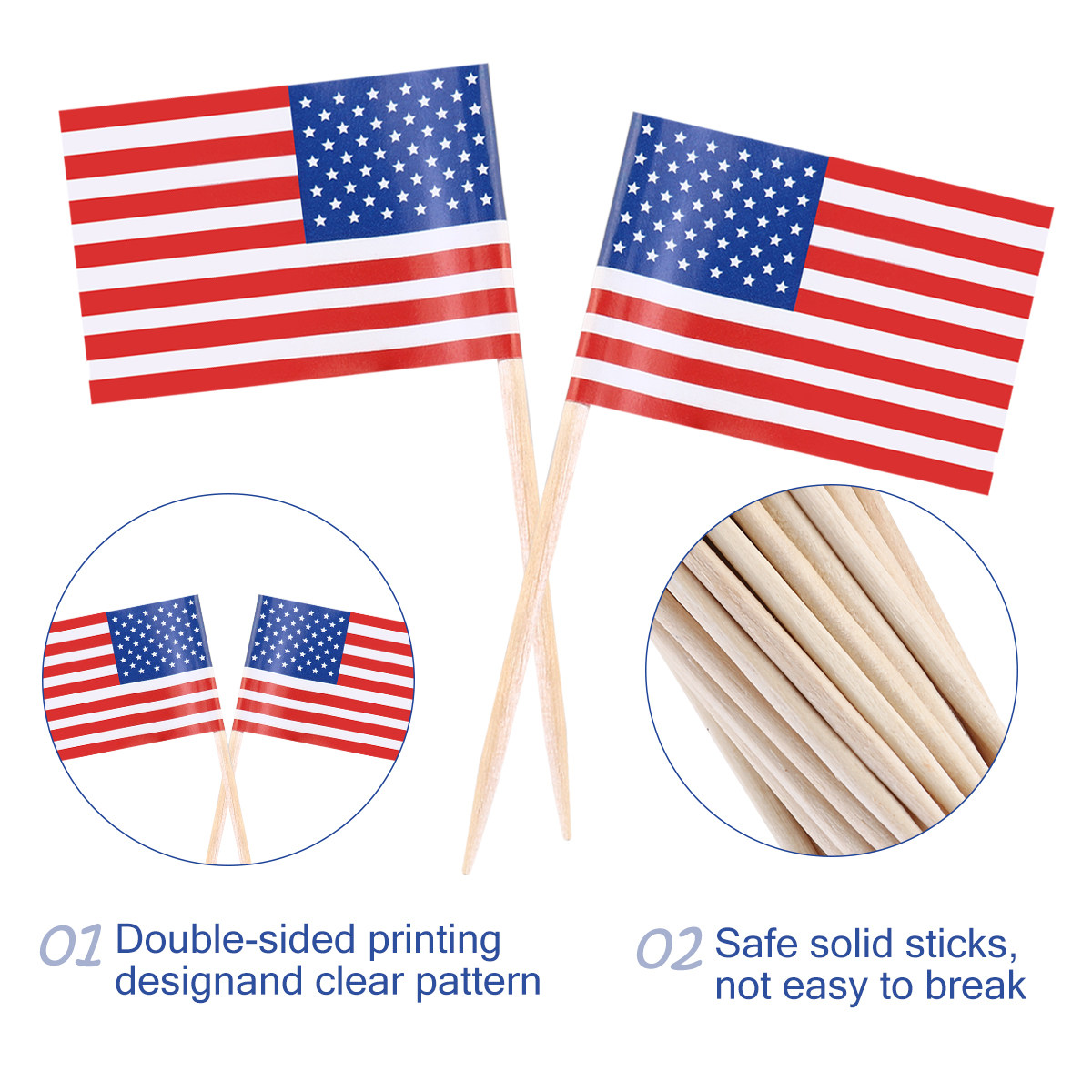 100Pcs American Flag Picks 2.5 - Food Snacks For Party 评论和价格