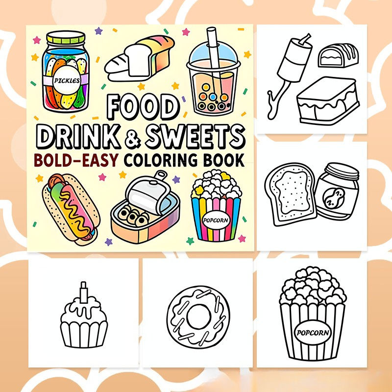 Food Drink & Sweets Bold Easy  - Food And Snacks Coloring Book Bold And Easy 评论和价格
