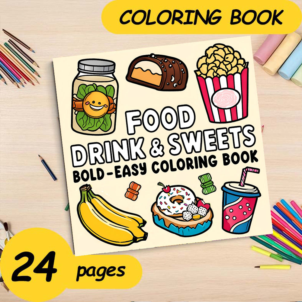 FOOD DRINK & SWEETS BOLD-EASY  - Food And Snacks Coloring Book Bold And Easy 评论和价格