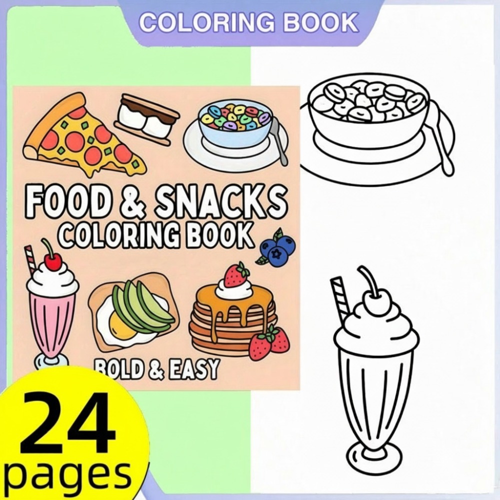 Food and Snacks Coloring Book  - Food And Snacks Coloring Book Bold And Easy 评论和价格