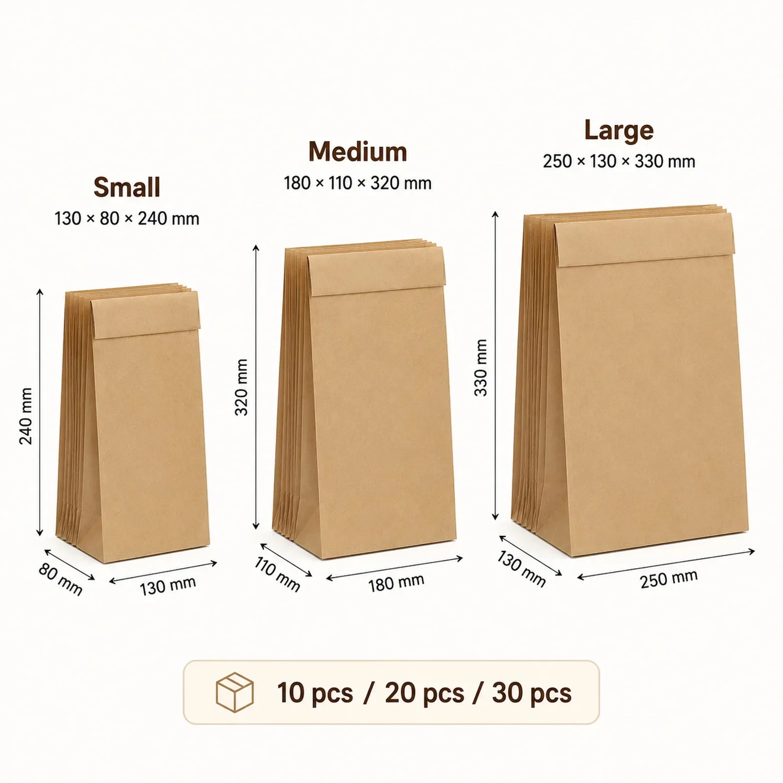10-30Pcs Small Brown Kraft Pap - Food Snacks For Party 评论和价格