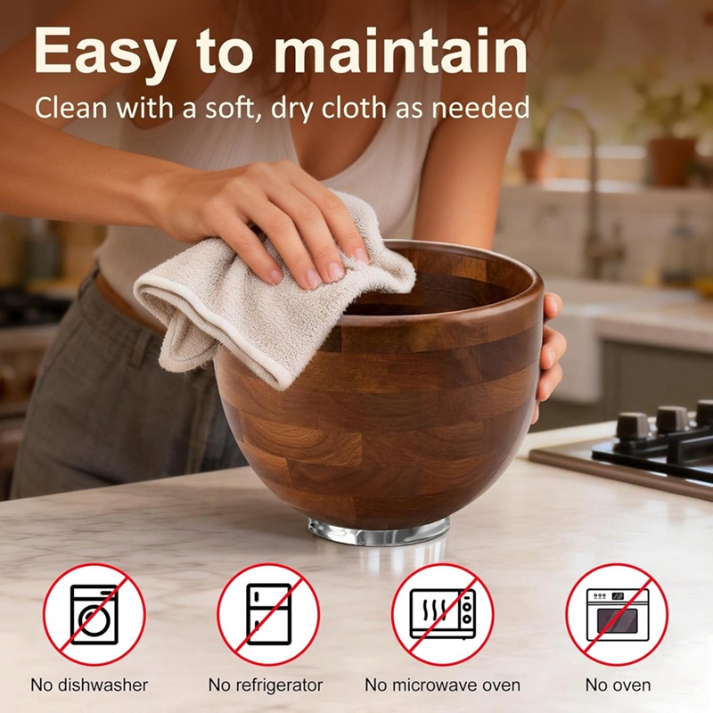 ◉Wood Mixing Bowl for Kitchen  - Kitchenaid Mixer Hand Mixer 评论和价格